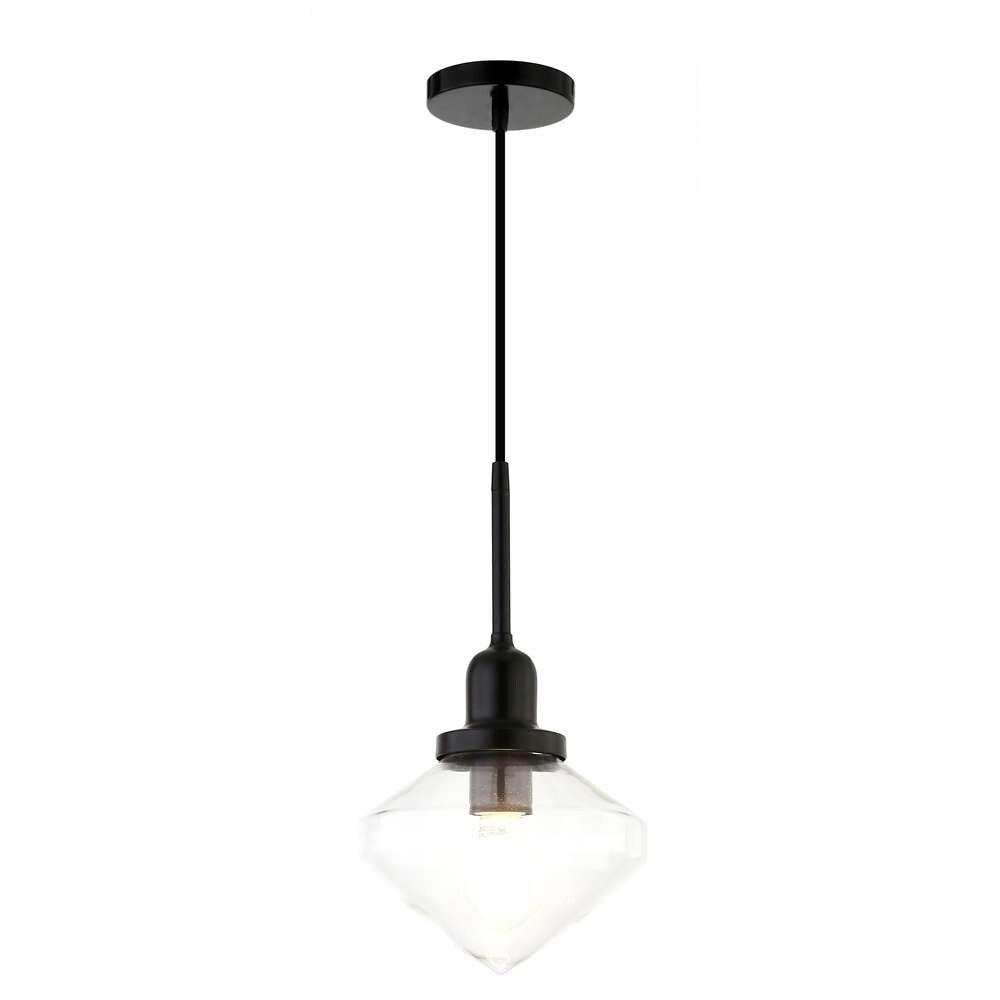 Hudson & Canal - Zariza 8in Wide Pendant with Glass Shade in Blackened Bronze/Clear - PD0610 veiw 3