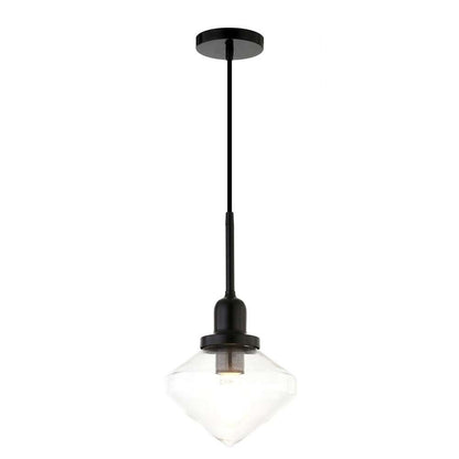 Hudson & Canal - Zariza 8in Wide Pendant with Glass Shade in Blackened Bronze/Clear - PD0610 veiw 3