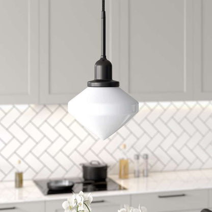 Hudson & Canal - Zariza 8in Wide Pendant with Glass Shade in Blackened Bronze/White Milk - PD0611 veiw 2