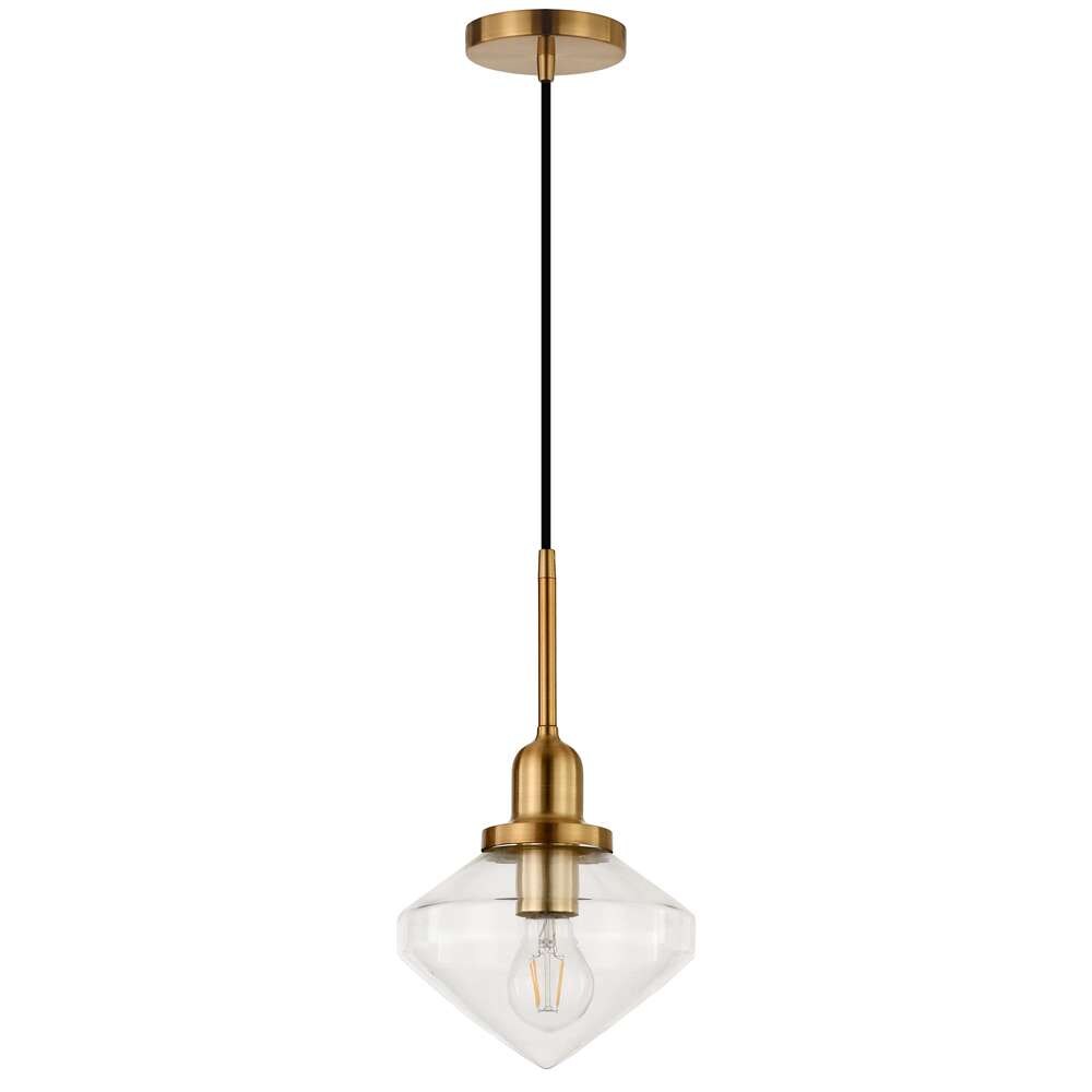 Hudson & Canal - Zariza 8in Wide Pendant with Glass Shade in Brass/Clear - PD0612 veiw 1
