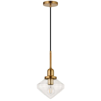 Hudson & Canal - Zariza 8in Wide Pendant with Glass Shade in Brass/Clear - PD0612 veiw 1