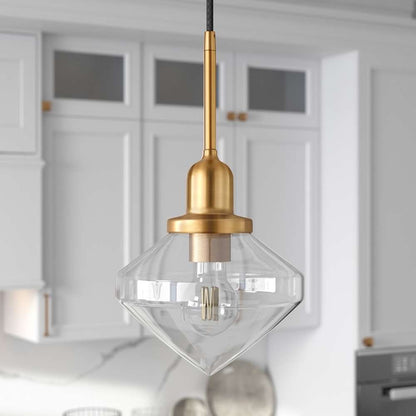 Hudson & Canal - Zariza 8in Wide Pendant with Glass Shade in Brass/Clear - PD0612 veiw 2