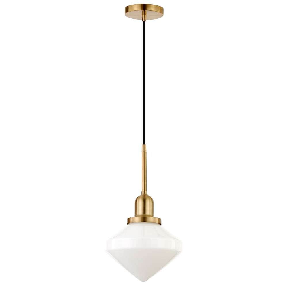 Hudson & Canal - Zariza 8in Wide Pendant with Glass Shade in Brass/White Milk - PD0613 veiw 1