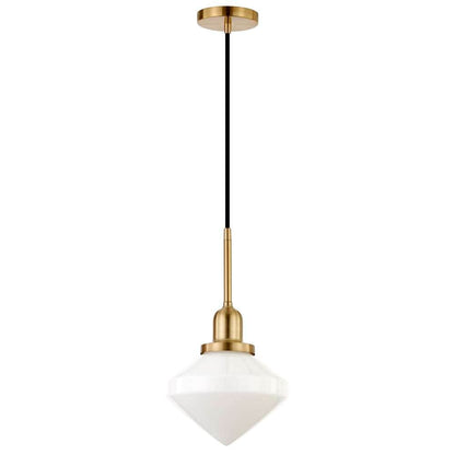 Hudson & Canal - Zariza 8in Wide Pendant with Glass Shade in Brass/White Milk - PD0613 veiw 1