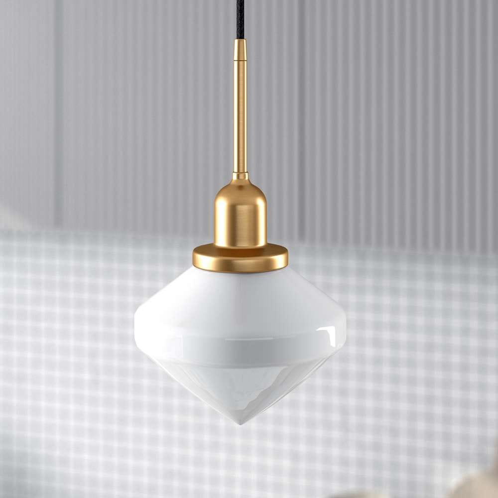 Hudson & Canal - Zariza 8in Wide Pendant with Glass Shade in Brass/White Milk - PD0613 veiw 2