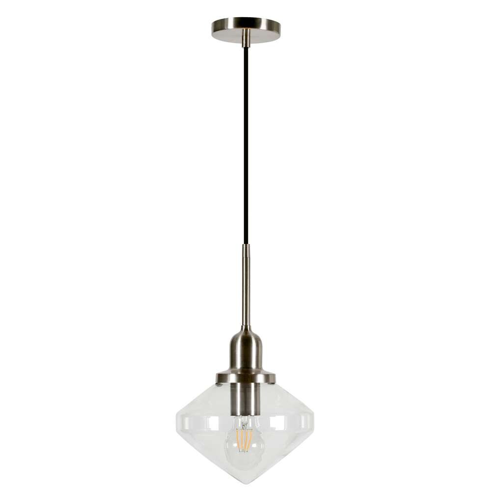 Hudson & Canal - Zariza 8in Wide Pendant with Glass Shade in Brushed Nickel/Clear - PD0614 veiw 1