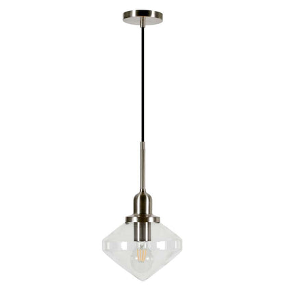 Hudson & Canal - Zariza 8in Wide Pendant with Glass Shade in Brushed Nickel/Clear - PD0614 veiw 1