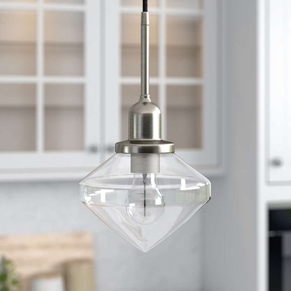 Hudson & Canal - Zariza 8in Wide Pendant with Glass Shade in Brushed Nickel/Clear - PD0614 veiw 2