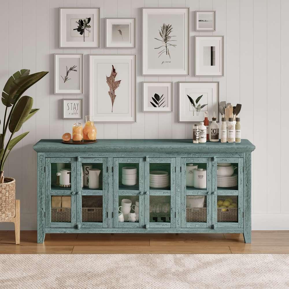 Jofran - Rustic Shores Coastal Style 70in Distressed Acacia Sideboard Cabinet - 1615-7032 veiw 4