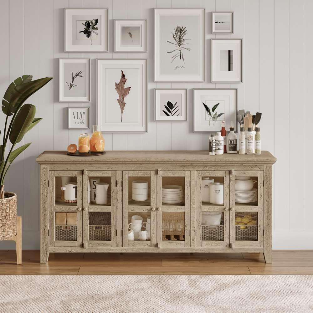 Jofran - Rustic Shores Coastal Style 70in Distressed Acacia Sideboard Cabinet - 1620-7032 veiw 4