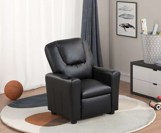 Lilola Home - Marisa Black PU Leather Kids Recliner Chair - 88854 veiw 1