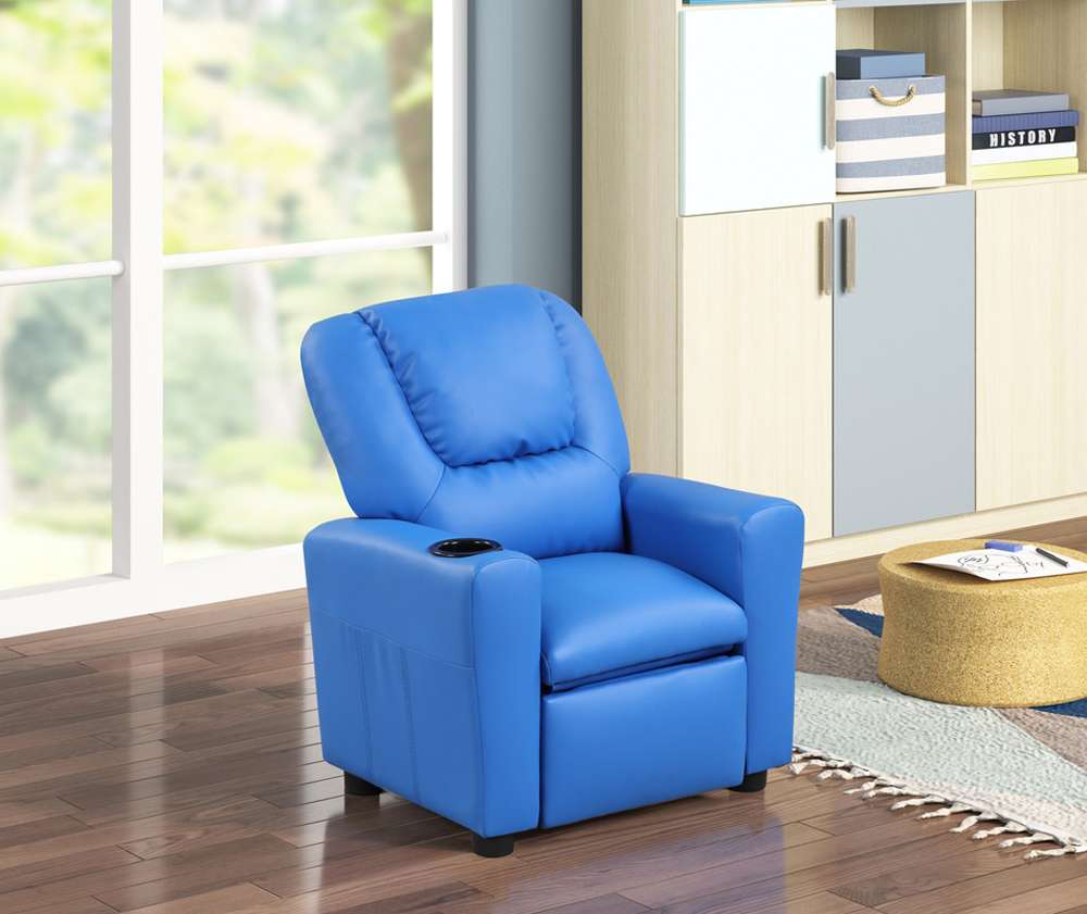 Lilola Home - Marisa Blue PU Leather Kids Recliner Chair - 88856 veiw 1