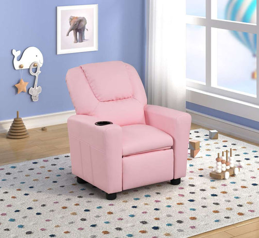 Lilola Home - Marisa Pink PU Leather Kids Recliner Chair - 88855 veiw 1