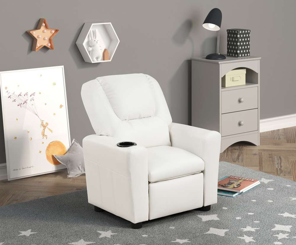 Lilola Home - Marisa White PU Leather Kids Recliner Chair - 88853 veiw 1