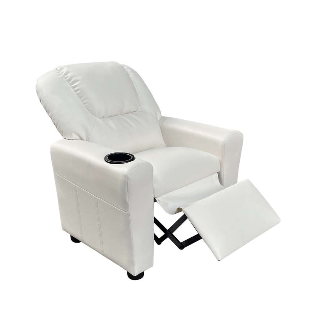Lilola Home - Marisa White PU Leather Kids Recliner Chair - 88853 veiw 2