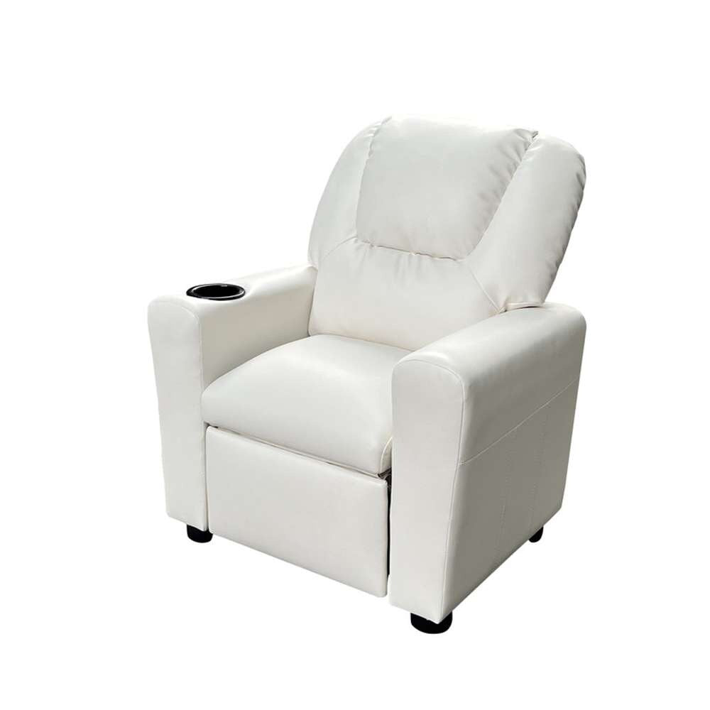 Lilola Home - Marisa White PU Leather Kids Recliner Chair - 88853 veiw 3