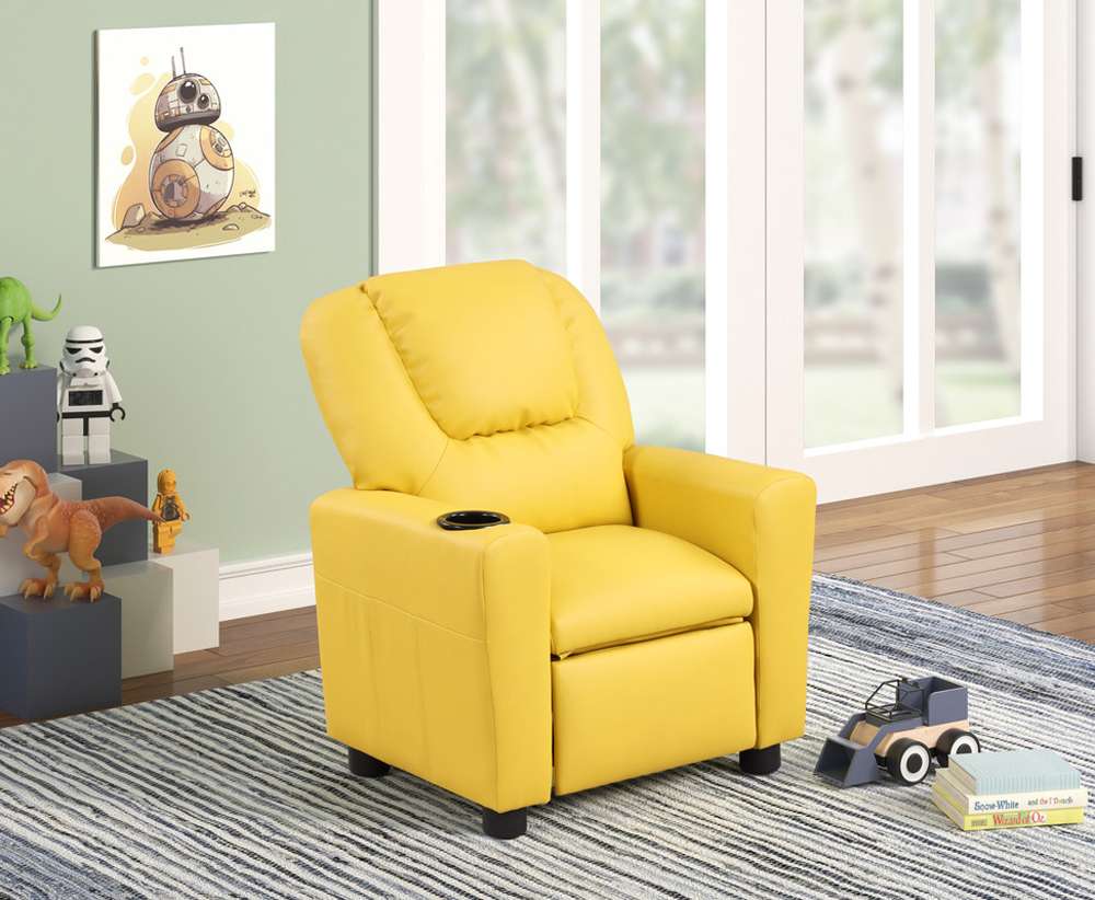 Lilola Home - Marisa Yellow PU Leather Kids Recliner Chair - 88857 veiw 1