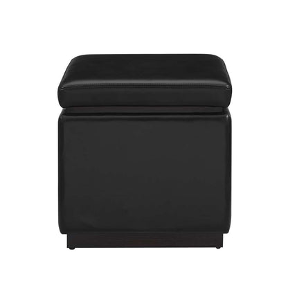 Linon Home Decor - Blanche Faux Leather Square Ottoman Black  - ST013BLKPU01ASU veiw 2