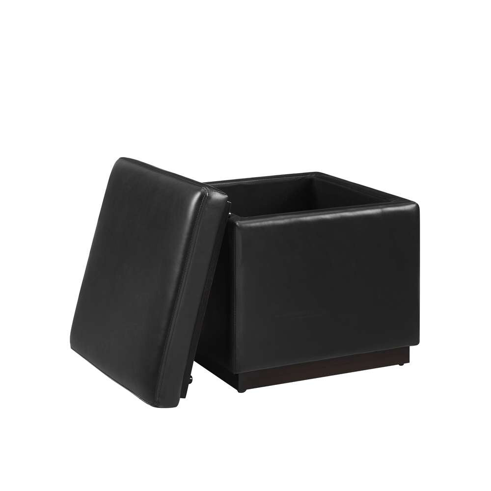 Linon Home Decor - Blanche Faux Leather Square Ottoman Black  - ST013BLKPU01ASU veiw 5
