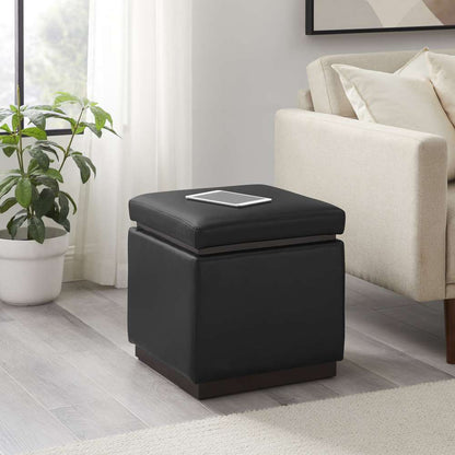 Linon Home Decor - Blanche Faux Leather Square Ottoman Black  - ST013BLKPU01ASU veiw 7