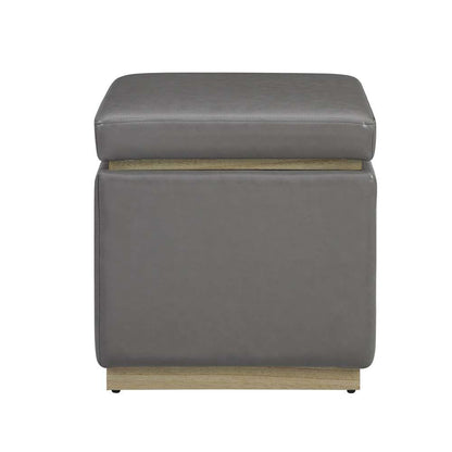 Linon Home Decor - Blanche Faux Leather Square Ottoman Grey - ST013GRYPU01ASU veiw 2