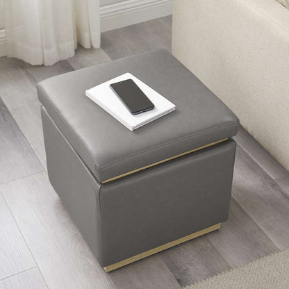 Linon Home Decor - Blanche Faux Leather Square Ottoman Grey - ST013GRYPU01ASU veiw 9