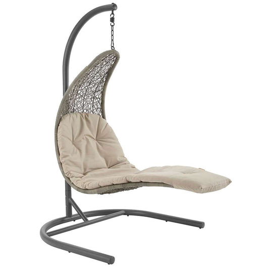 Modway - Landscape Hanging Chaise Lounge Outdoor Patio Swing Chair - EEI-2952-LGR-BEI veiw 1
