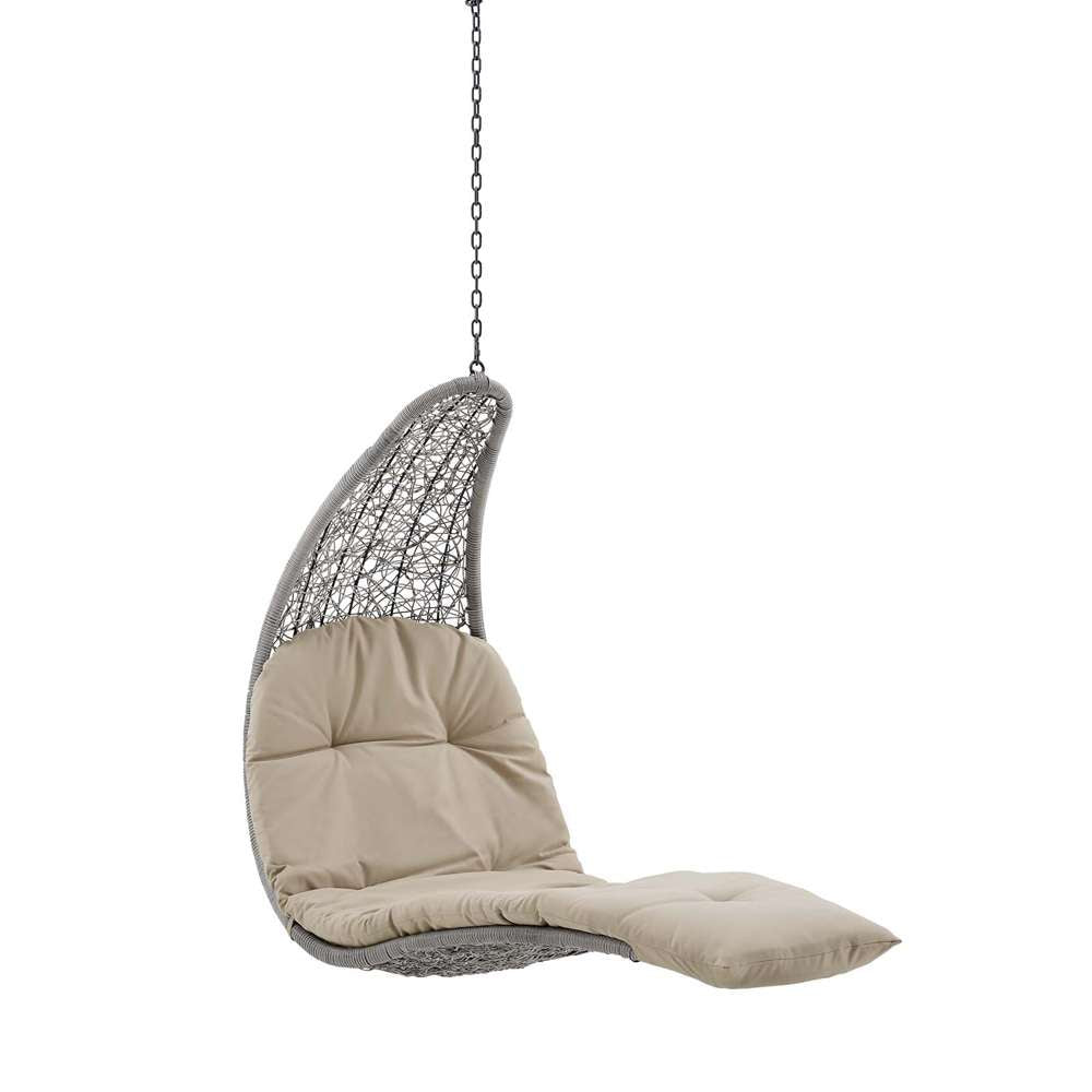 Modway - Landscape Hanging Chaise Lounge Outdoor Patio Swing Chair - EEI-4589-LGR-BEI veiw 2
