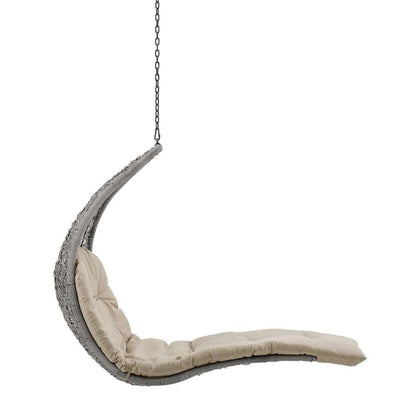 Modway - Landscape Hanging Chaise Lounge Outdoor Patio Swing Chair - EEI-4589-LGR-BEI veiw 3