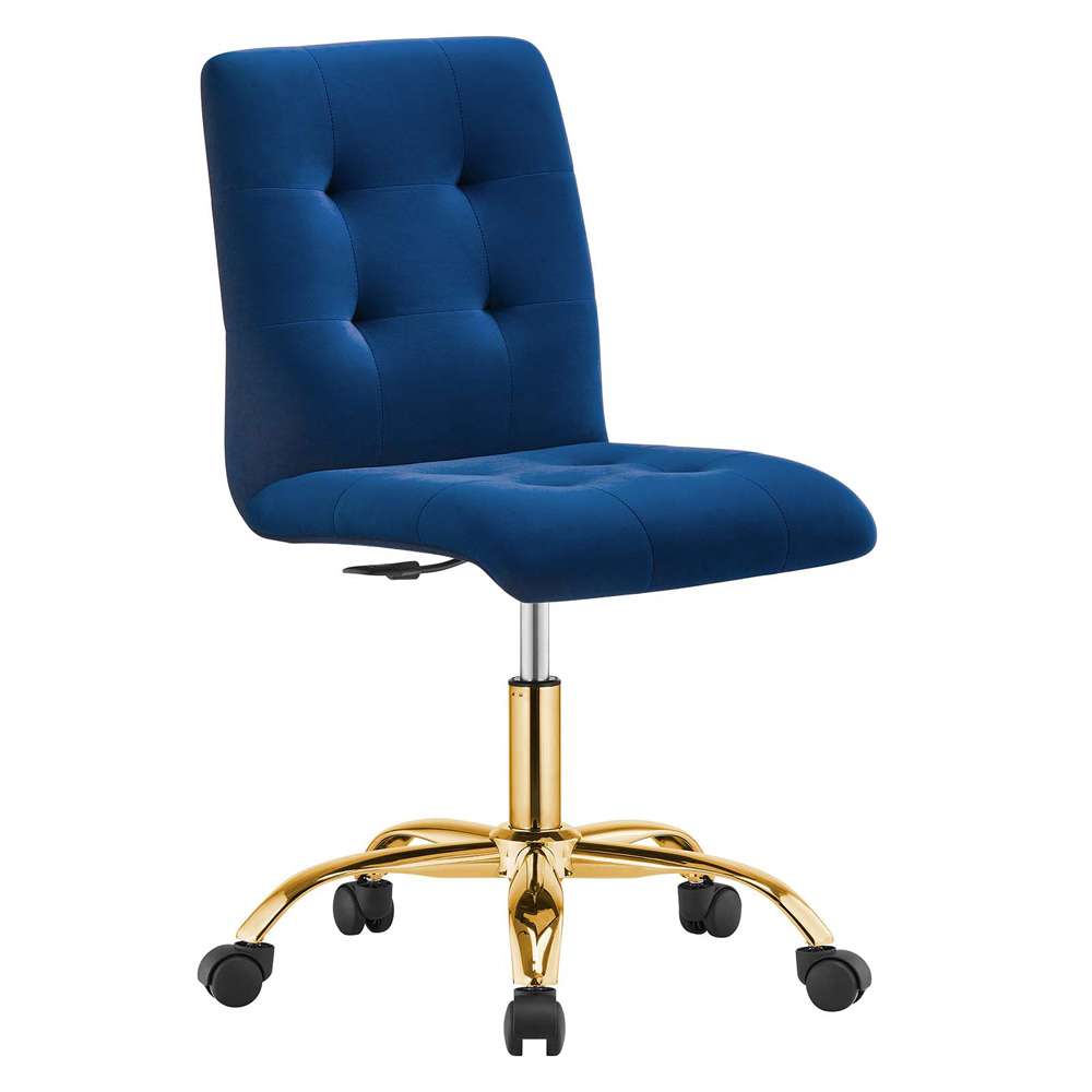 Modway - Prim Armless Performance Velvet Office Chair - EEI-4973-GLD-NAV veiw 2