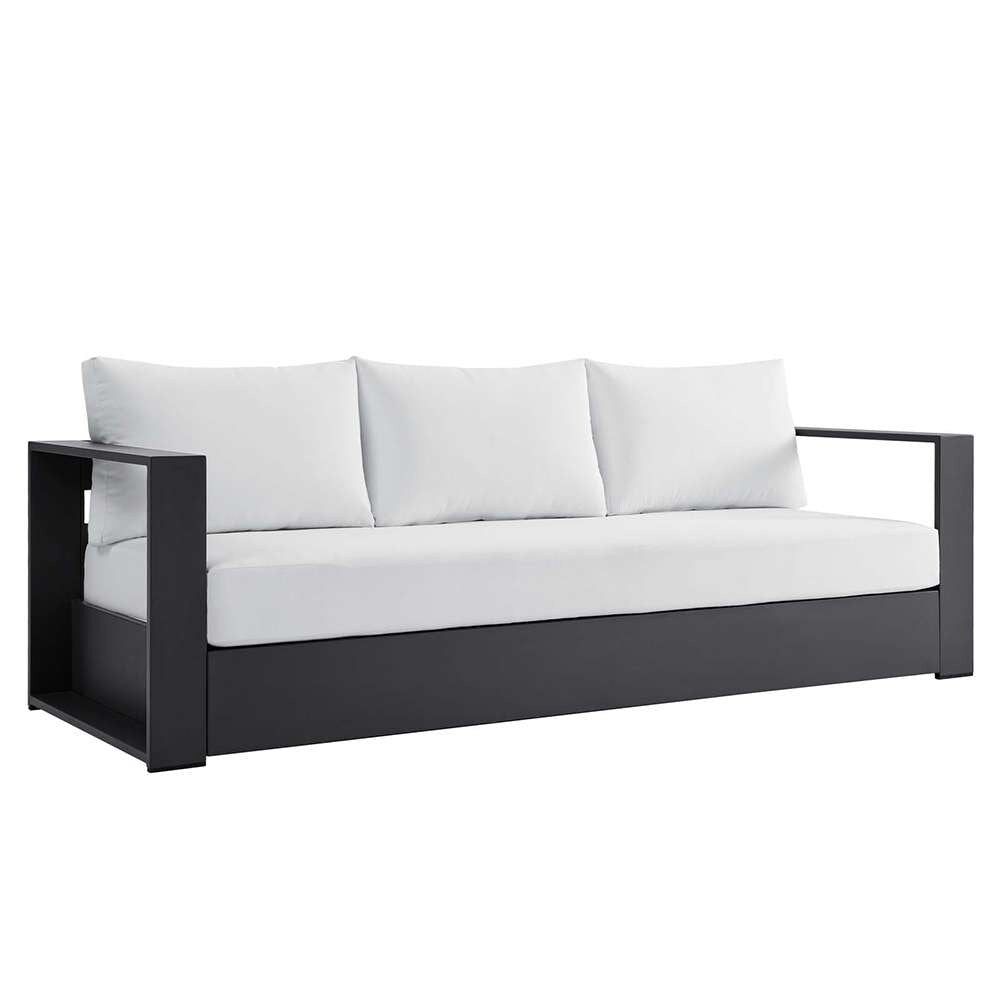 Modway - Tahoe Outdoor Patio Powder-Coated Aluminum Sofa - EEI-5676-GRY-WHI veiw 1