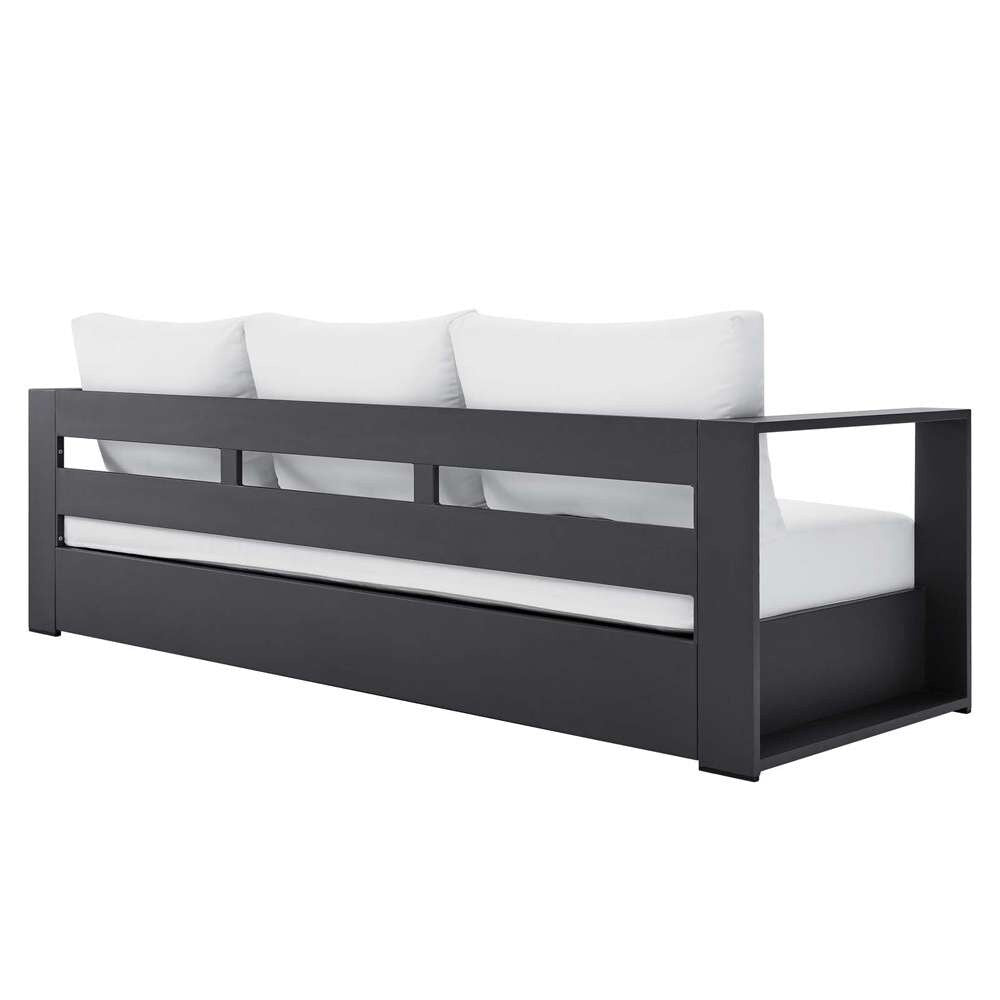 Modway - Tahoe Outdoor Patio Powder-Coated Aluminum Sofa - EEI-5676-GRY-WHI veiw 4