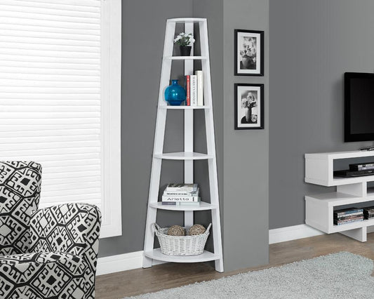 Monarch Specialties - Bookshelf, Bookcase, Etagere, Corner, 5 Tier, 72inH, Office, Bedroom, Laminate, White, Contemporary, Modern - I-2496 veiw 1