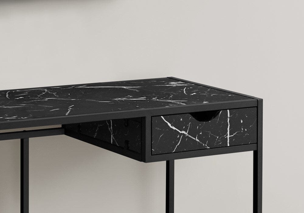 Monarch Specialties - Computer Desk, Home Office, Laptop, Storage Drawer, 42inL, Work, Metal, Laminate, Black Marble Look, Contemporary, Modern - I-7572 veiw 3