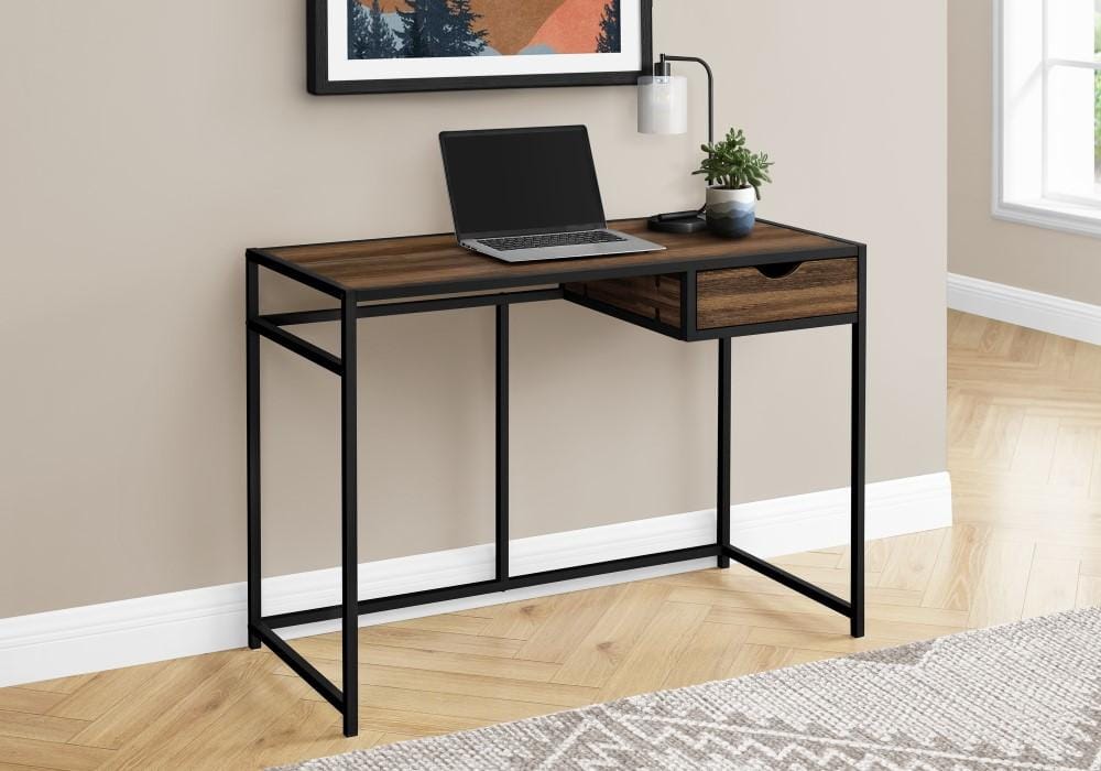 Monarch Specialties - Computer Desk, Home Office, Laptop, Storage Drawer, 42inL, Work, Metal, Laminate, Brown, Black, Contemporary, Modern - I-7574 veiw 2
