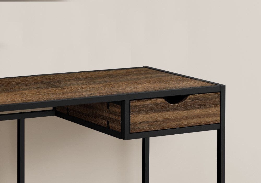 Monarch Specialties - Computer Desk, Home Office, Laptop, Storage Drawer, 42inL, Work, Metal, Laminate, Brown, Black, Contemporary, Modern - I-7574 veiw 3