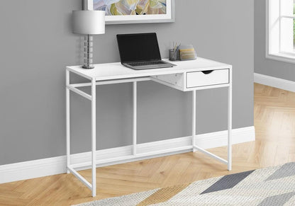 Monarch Specialties - Computer Desk, Home Office, Laptop, Storage Drawer, 42inL, Work, Metal, Laminate, White, Contemporary, Modern - I-7570 veiw 2