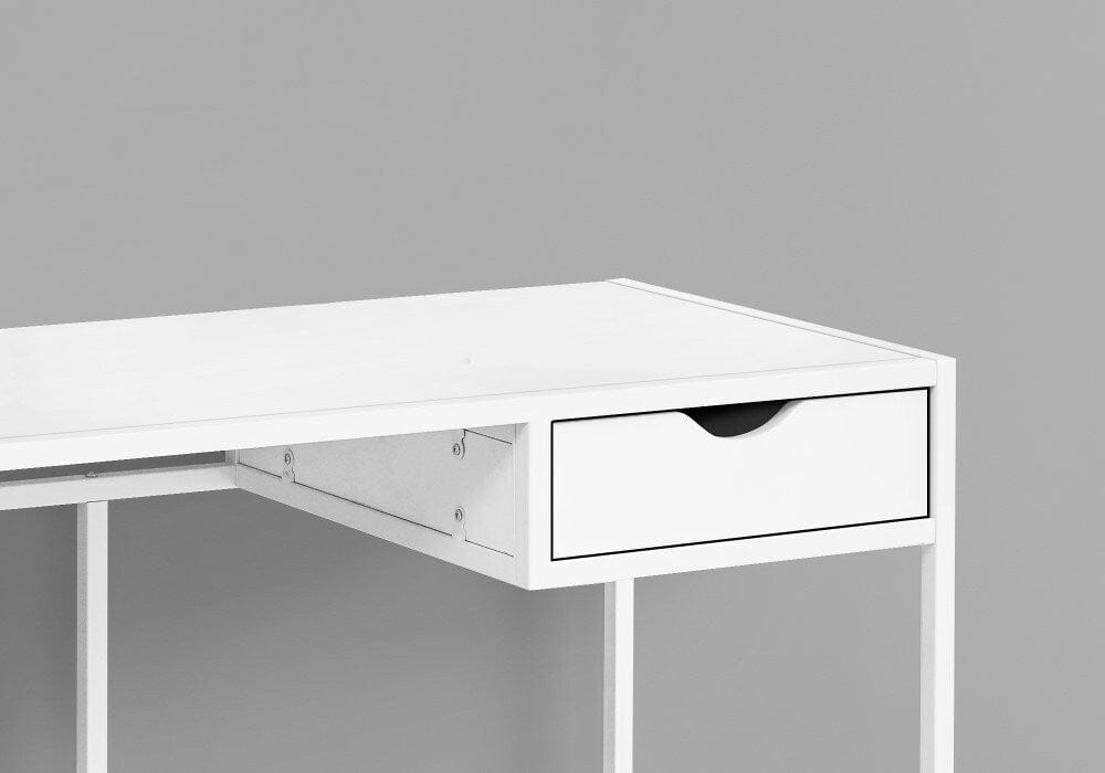 Monarch Specialties - Computer Desk, Home Office, Laptop, Storage Drawer, 42inL, Work, Metal, Laminate, White, Contemporary, Modern - I-7570 veiw 3