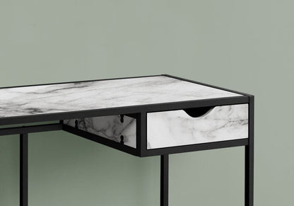 Monarch Specialties - Computer Desk, Home Office, Laptop, Storage Drawer, 42inL, Work, Metal, Laminate, White Marble Look, Black, Contemporary, Modern - I-7571 veiw 3