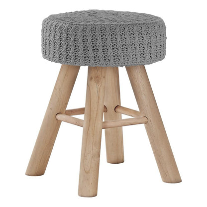 Monarch Specialties - Ottoman, Pouf, Footrest, Foot Stool, 12in Round, Velvet, Wood Legs, Grey, Natural, Contemporary, Modern - I-9013 veiw 1