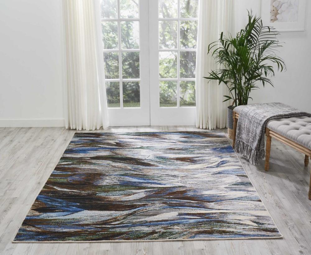 Nourison - Chroma CRM01 Charcoal and Blue 56in x 8 Area Rug - CRM01-99446378132_CLOSEOUT veiw 2