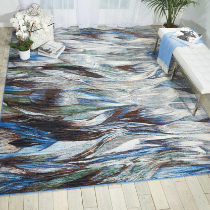 Nourison - Chroma CRM01 Charcoal and Blue 86in x 116in Oversized Rug - CRM01-99446378187_CLOSEOUT veiw 2