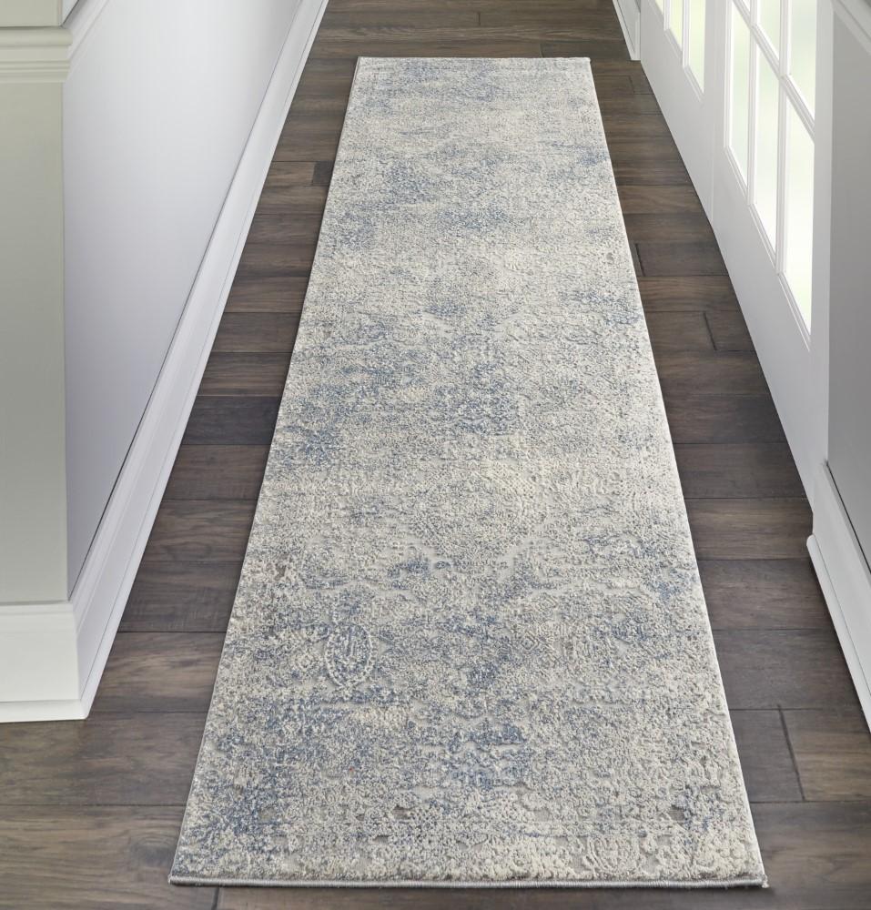 Nourison - Rustic Textures RUS09 Ivory and Slate Blue 22in x 76in Hallway Rug - RUS09-99446496409 veiw 2