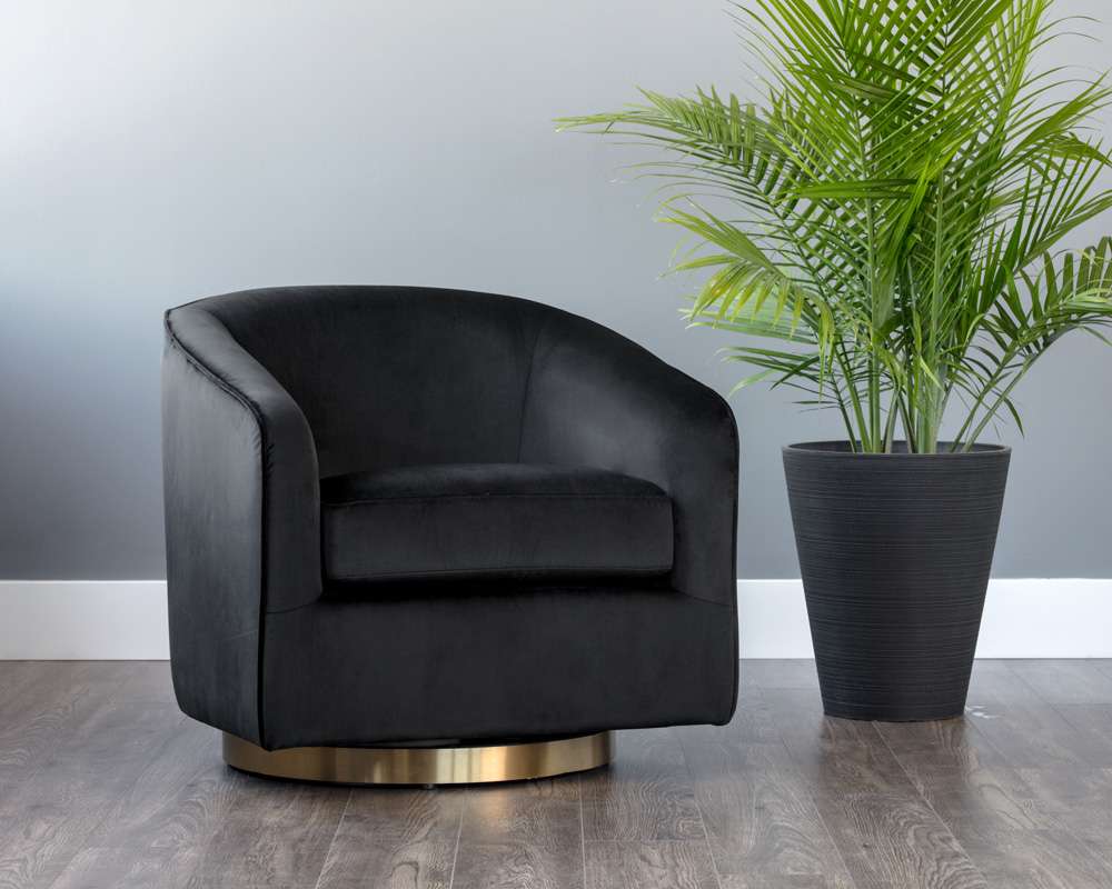 Sunpan - Hazel Swivel Lounge Chair - Gold - Black Sky - 104003 veiw 5
