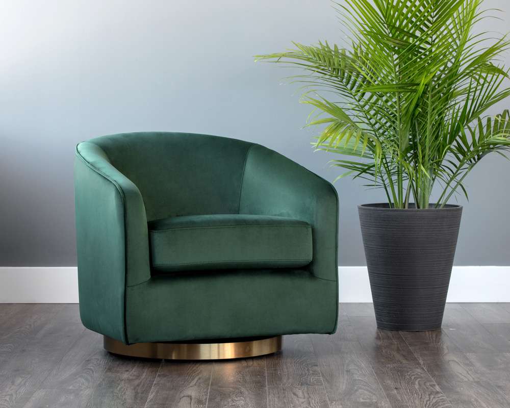 Sunpan - Hazel Swivel Lounge Chair - Gold - Deep Green Sky - 103999 veiw 5