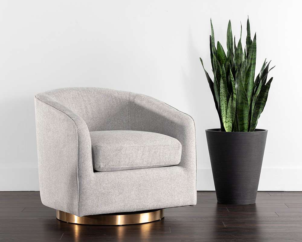 Sunpan - Hazel Swivel Lounge Chair - Gold - Belfast Heather Grey - 106561 veiw 5