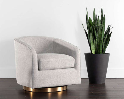 Sunpan - Hazel Swivel Lounge Chair - Gold - Belfast Heather Grey - 106561 veiw 5
