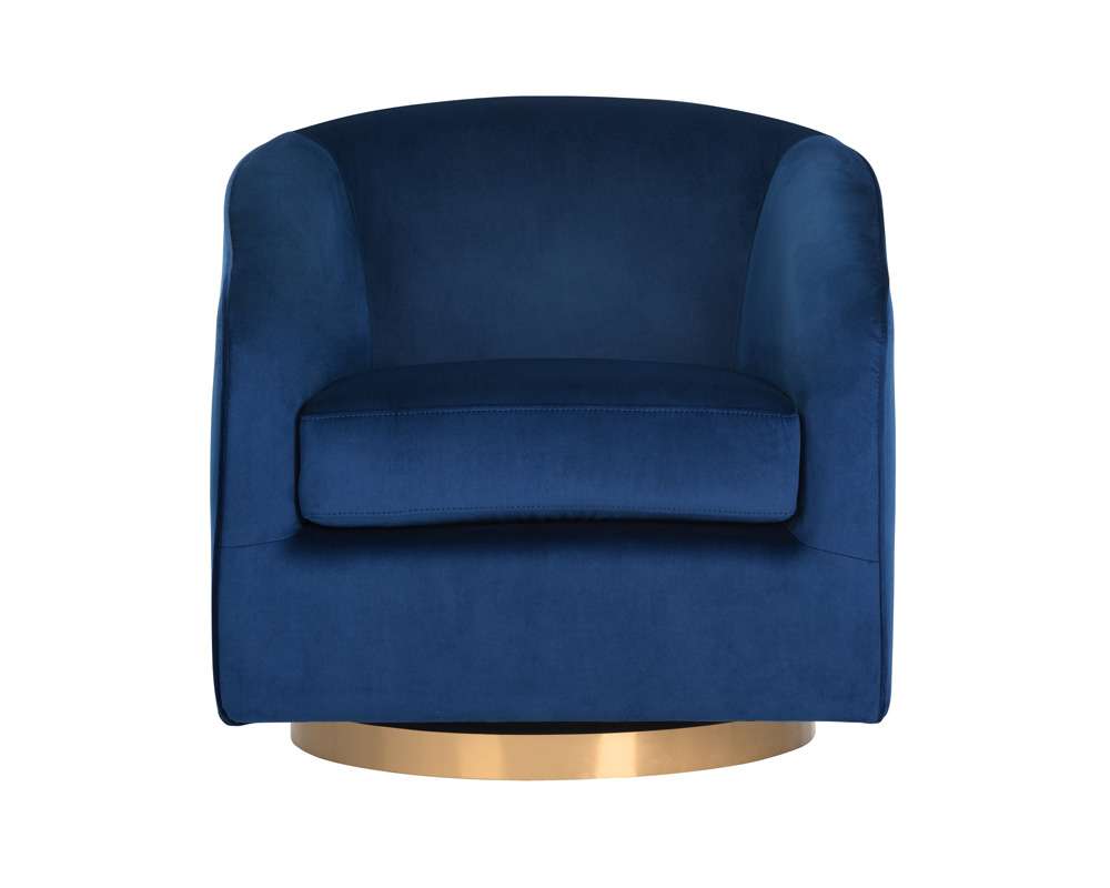 Sunpan - Hazel Swivel Lounge Chair - Gold - Navy Blue Sky - 104001 veiw 2