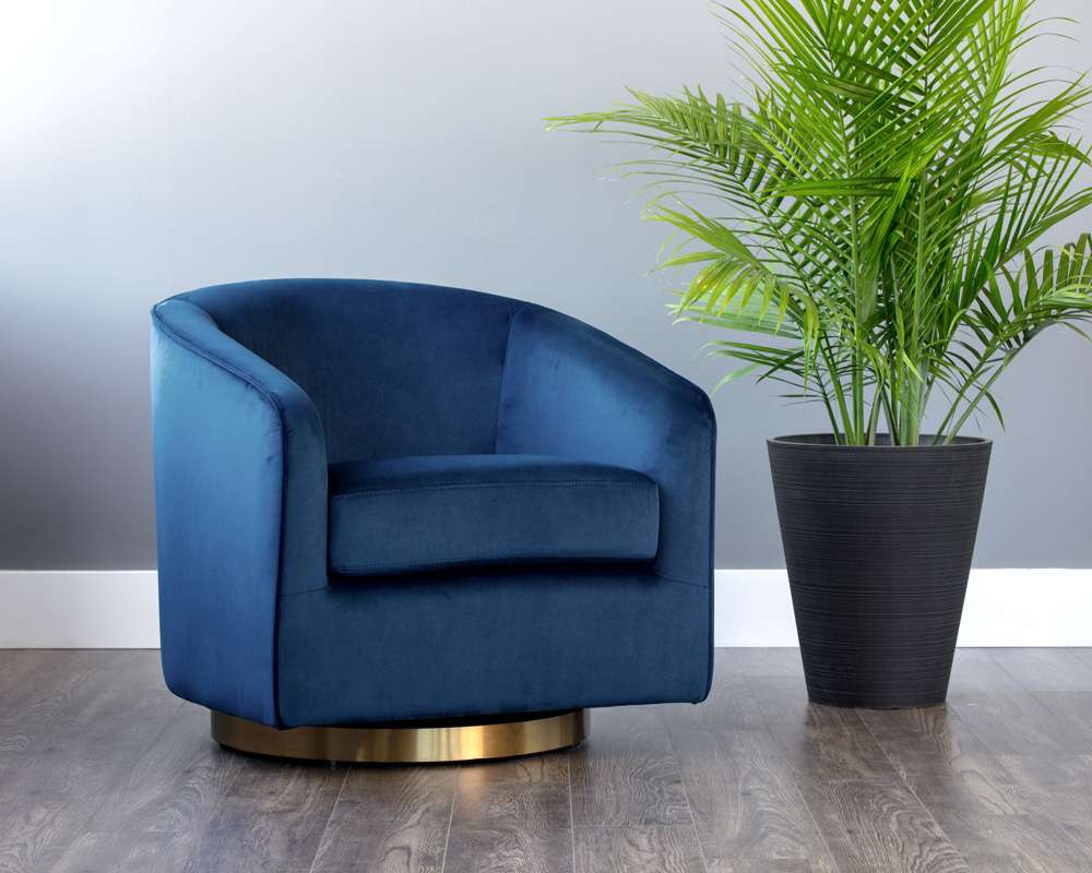 Sunpan - Hazel Swivel Lounge Chair - Gold - Navy Blue Sky - 104001 veiw 5