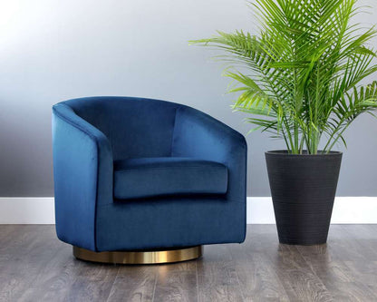 Sunpan - Hazel Swivel Lounge Chair - Gold - Navy Blue Sky - 104001 veiw 5
